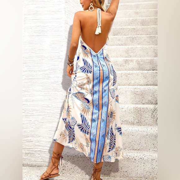 Printed Halter Neck Midi Dress - Picture 5 of 6